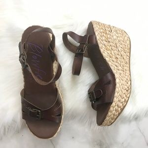 Blowfish Braided Heel Wedge Ankle Strap Sandals 9